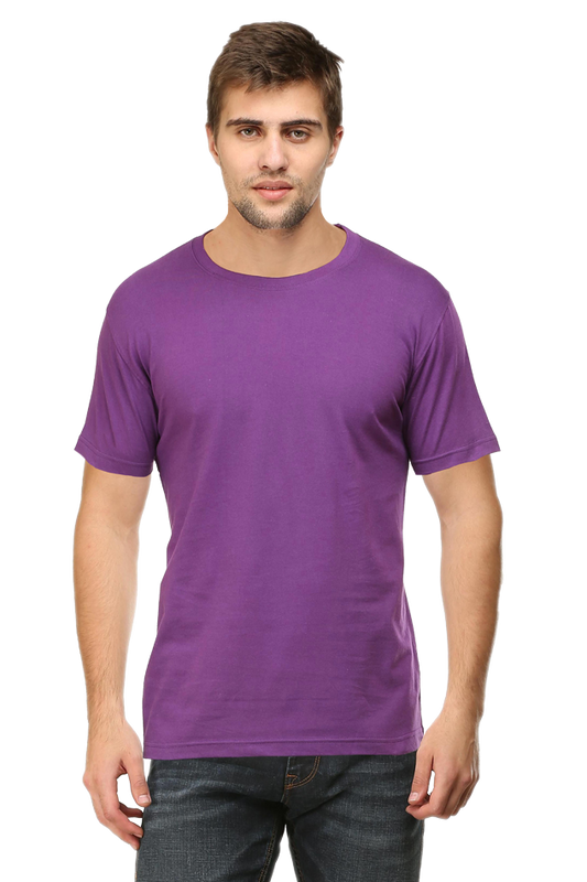 Male Round Neck Half Sleeve Classic Purple