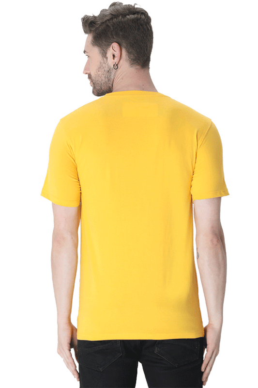 Male Round Neck Half Sleeve Classic Golden Yellow